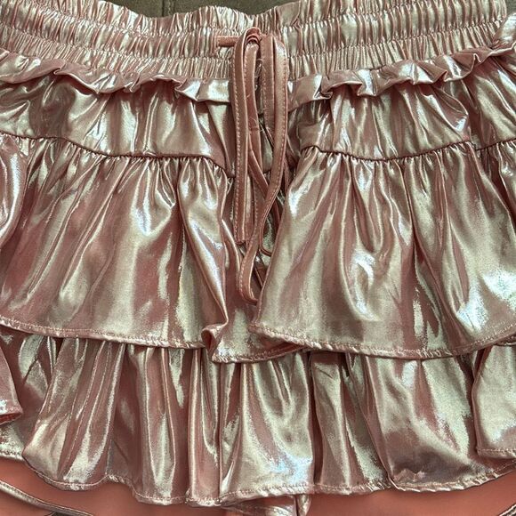 Mitylene Pink Ruffle Tiered Skort in metallic Size S / NWT - Picture 5 of 7